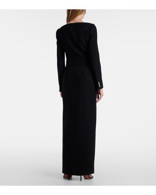 Alessandra Rich Black Wool-Blend Twill Boucle Jacket