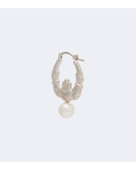 Simone Rocha White Faux Pearl Hoop Earrings