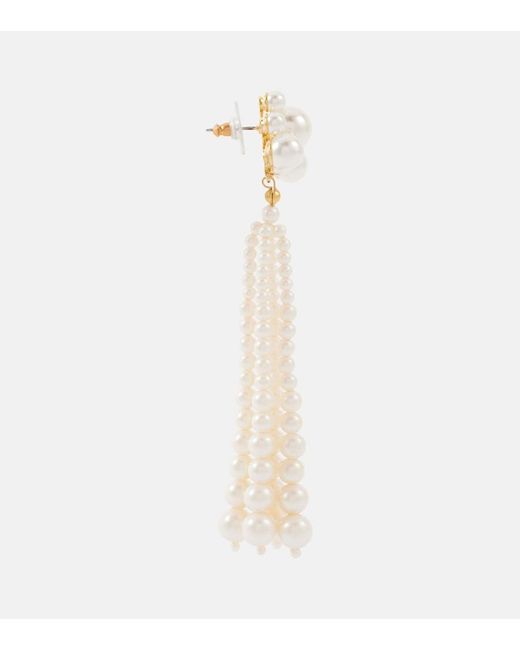 Jennifer Behr White Charlena Drop Earrings With Pearls