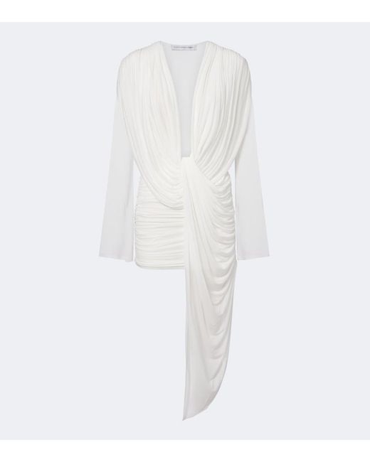 Christopher Esber White Ripple Draped Asymmetric Minidress