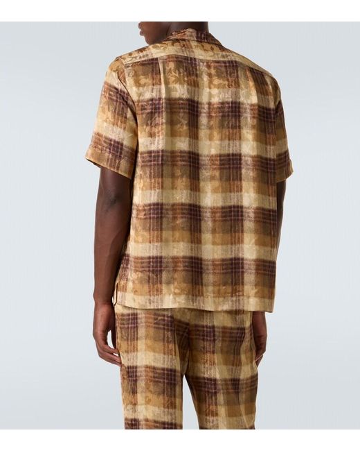 Dries Van Noten Brown Checked Jacquard Bowling Shirt for men