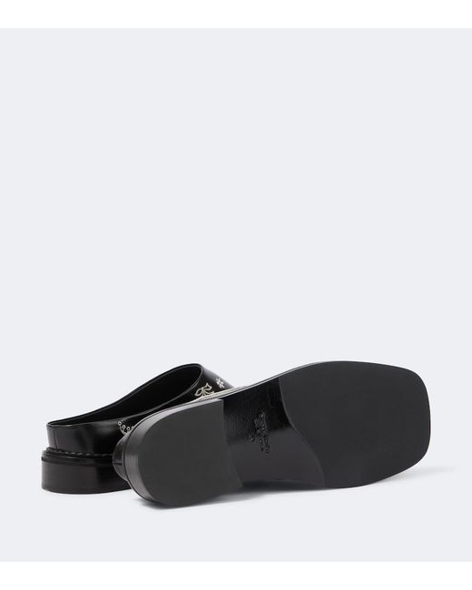 Simone Rocha Black Embroidered Floral Leather Mules for men
