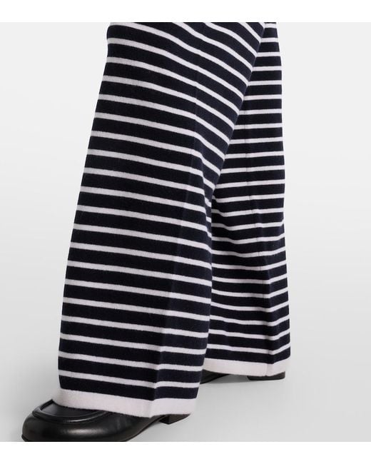 Jardin Des Orangers Blue Striped Cashmere Wide-Leg Pants