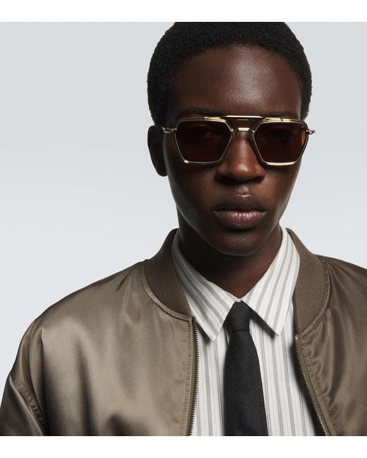 Jacques Marie Mage Brown Commodore Square Sunglasses for men