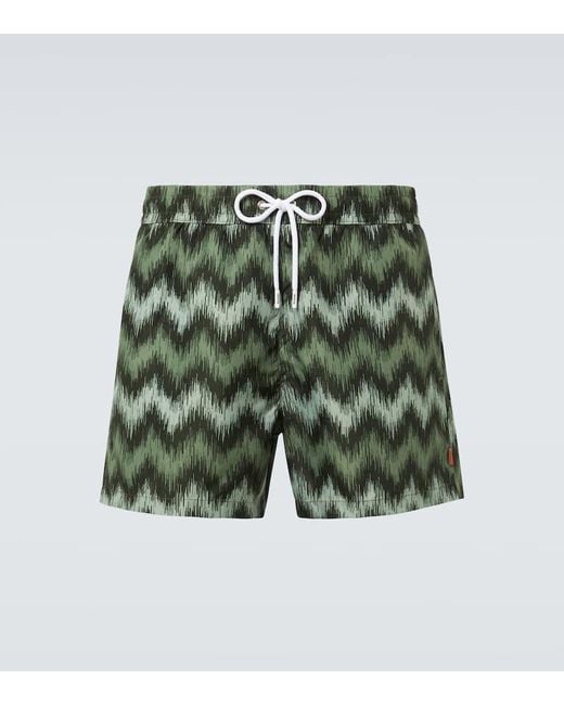 Missoni Green Zigzag Swim Trunks for men
