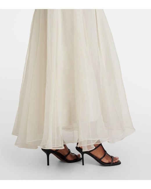 Brunello Cucinelli White Monili Silk Maxi Dress