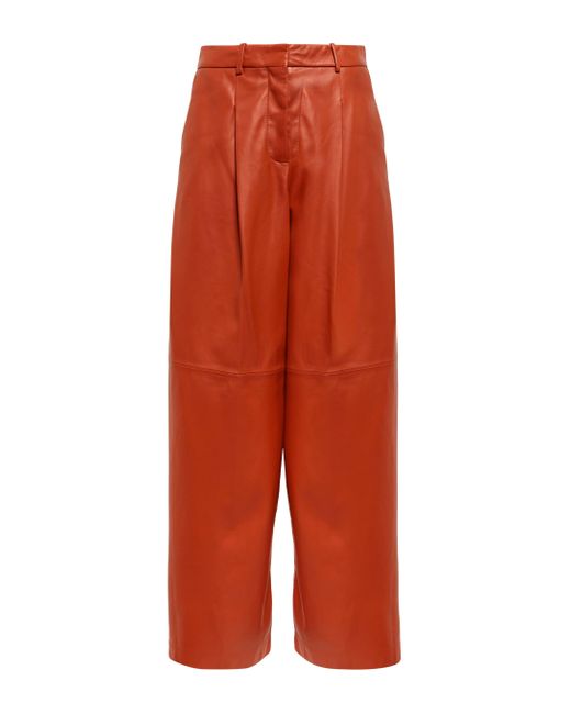 JOSEPH Elm Wide-leg Leather Pants in Red | Lyst Canada
