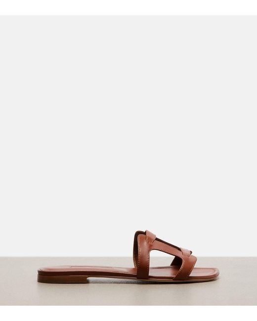 Manolo Blahnik Brown Grellanuflat Leather Sandals