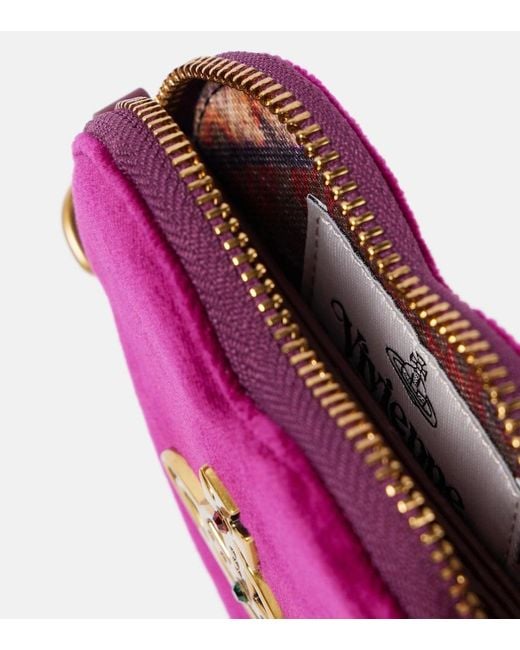 Vivienne Westwood Purple Heart Velvet Coin Purse With Strap
