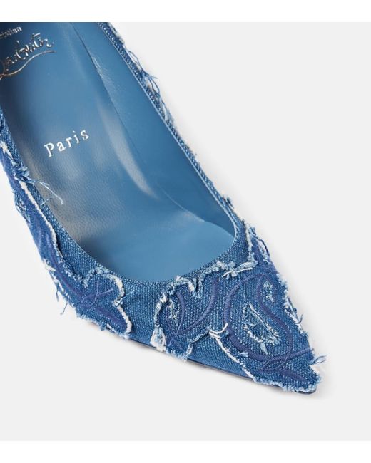 Christian Louboutin Blue Kate 85 Denim Pumps