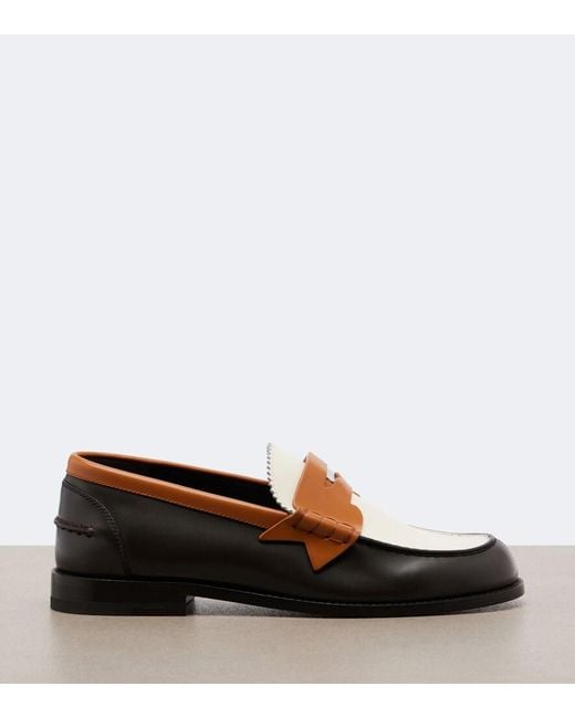 Christian Louboutin Brown Plato Leather Penny Loafers
