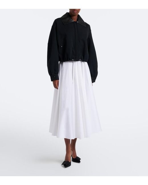 Givenchy Black Leather-Trimmed Cotton And Wool Jacket