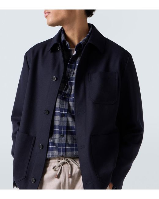 Slowear Blue Virgin Wool Field Jacket for men