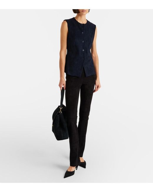 Stouls Black Jp Long Suede Flared Pants