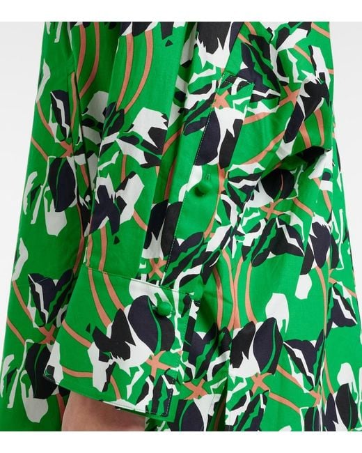 Diane von Furstenberg Green Caleb Printed Cotton Blouse