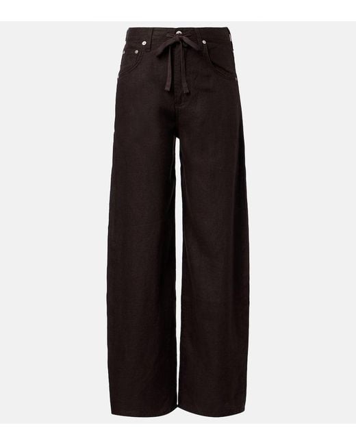 Citizens of Humanity Black Brynn Linen Wide-Leg Pants
