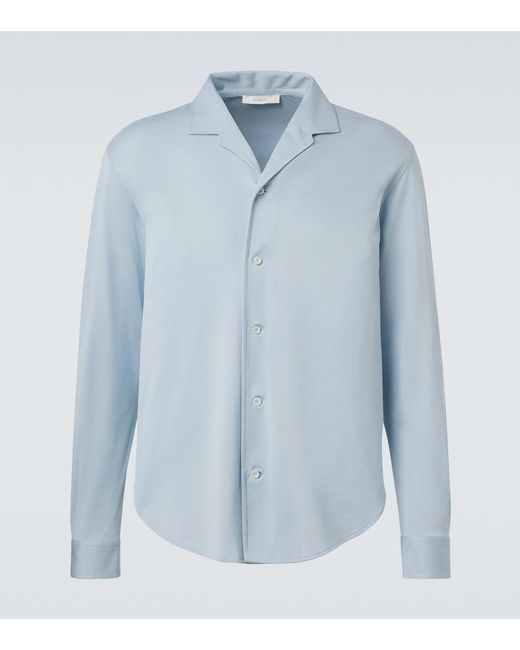 Umit Benan Blue Franco Silk Shirt for men