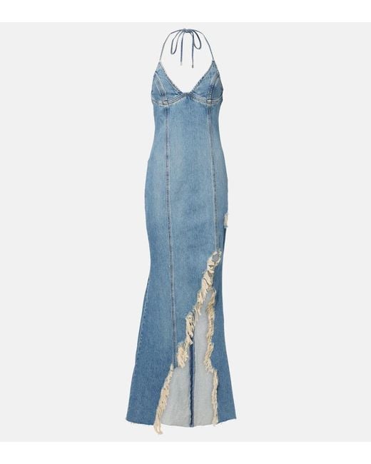 Abito Lungo Di Jeans di Blumarine in Blue