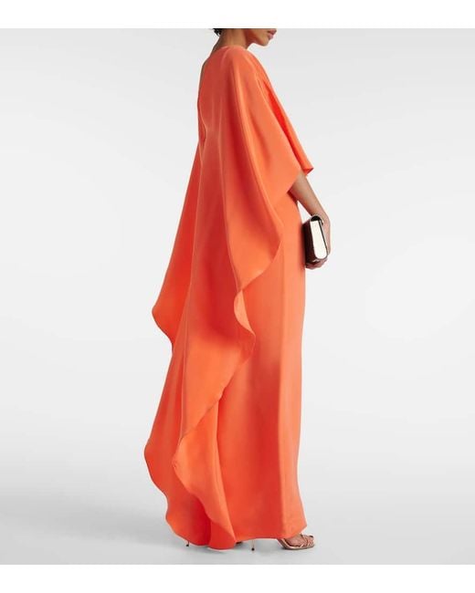 Max Mara Orange Elegante Baleari Silk Crepe De Chine Gown