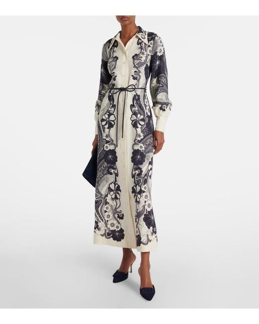 ALÉMAIS White Mickey Printed Linen Shirt Dress