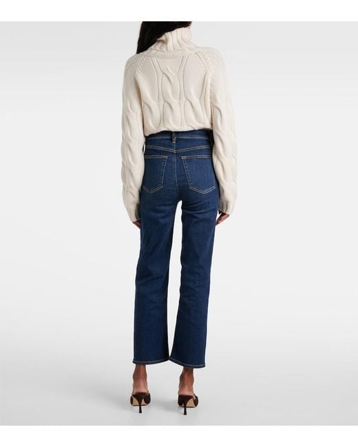 FRAME Blue Le Sleek High-Rise Straight Jeans