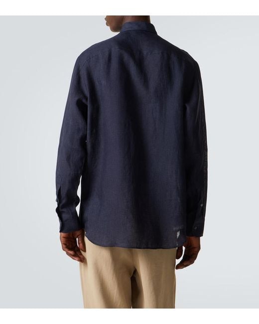 Brioni Blue Linen Shirt for men
