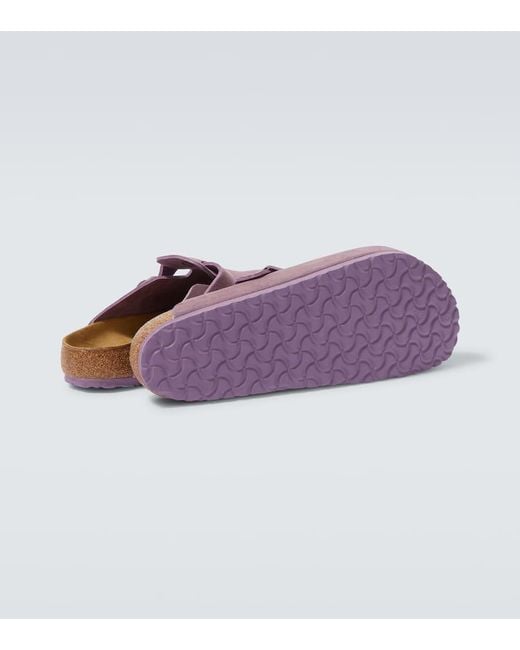 Birkenstock Purple Boston Suede Clogs for men