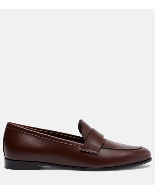 Max Mara Brown Embellished Leather Penny Loafers