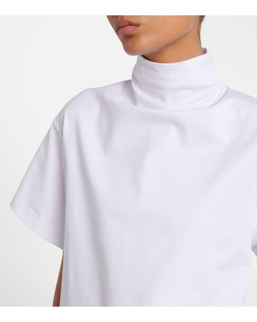 Alaïa White Asymmetric Cotton Jersey T-Shirt