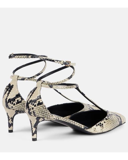 Khaite Metallic Mia 45 Snake-Effect Leather Pumps
