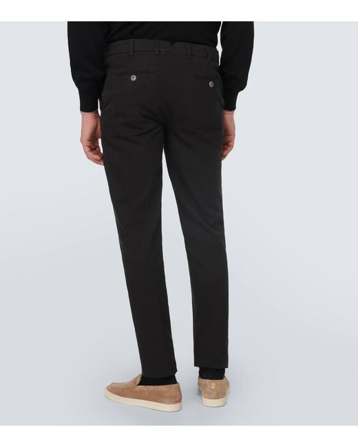 Pantaloni slim in cotone di Brunello Cucinelli in Black da Uomo