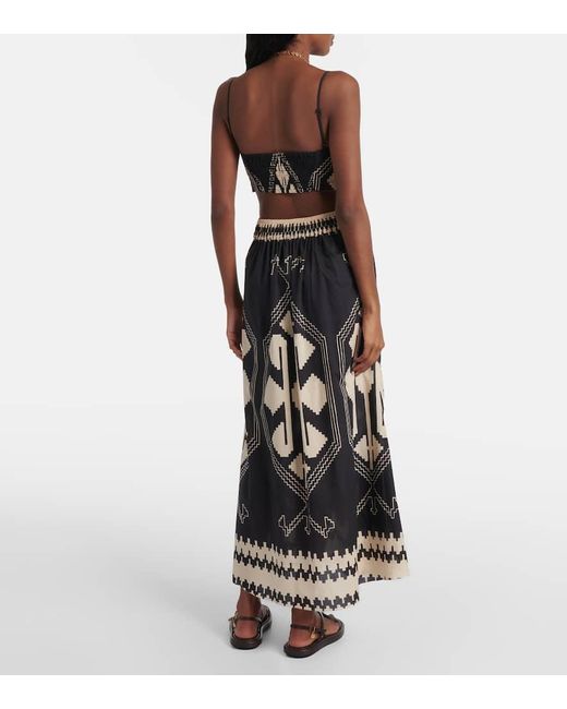 Top De Algodon Estampado Johanna Ortiz de color Black