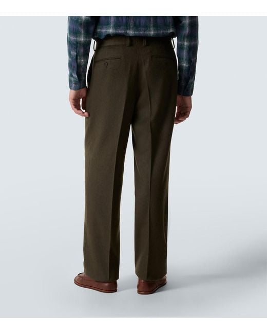 Auralee Gray Camel Hair Flannel Straight Pants for men