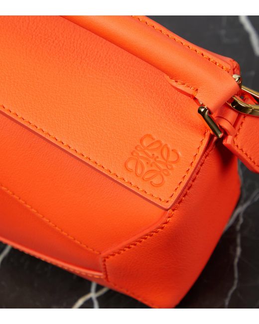 Loewe Orange Puzzle Edge Mini Textured-leather Shoulder Bag