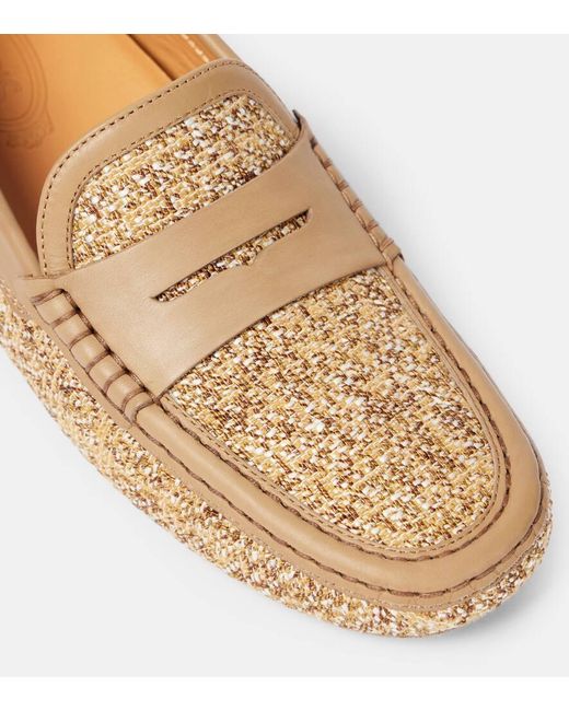 Tod's Natural Gommino Leather-Trimmed Tweed Driving Shoes