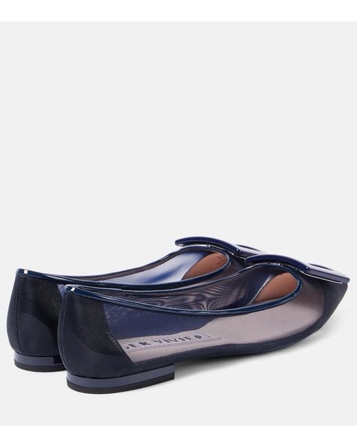 Roger Vivier Blue Gommettine Mesh Ballet Flats