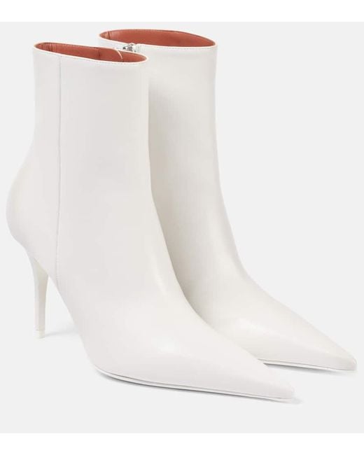 AMINA MUADDI White Ankle Boots Barbara 90 Aus Leder