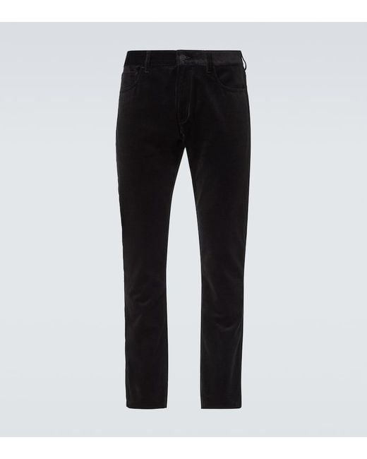 Ralph Lauren Black Mid-Rise Cotton Velvet Slim Pants for men