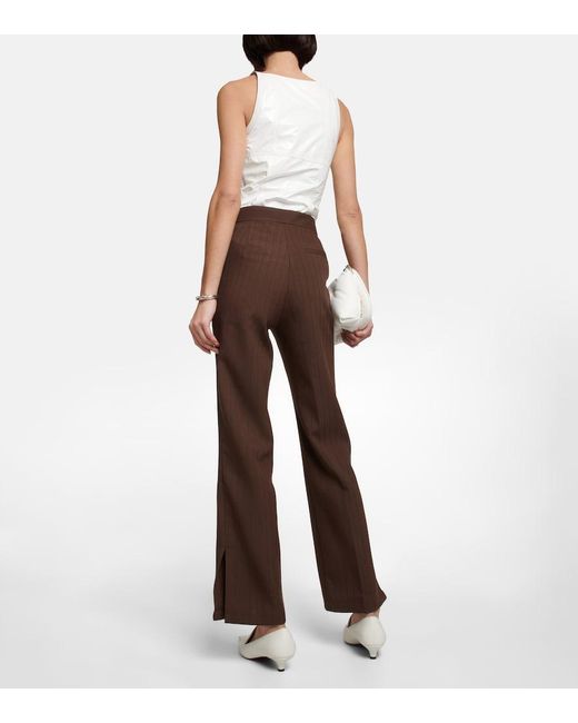 JACQUES WEI Brown High-Rise Split-Hem Straight Pants
