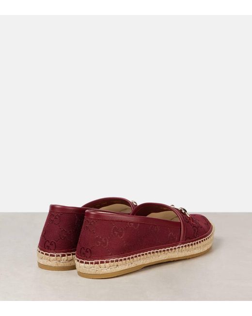 Gucci Red Horsebit Gg Canvas Espadrilles