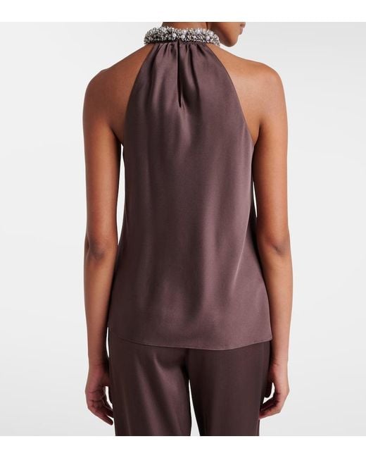 Jonathan Simkhai Brown Embellished Satin Top