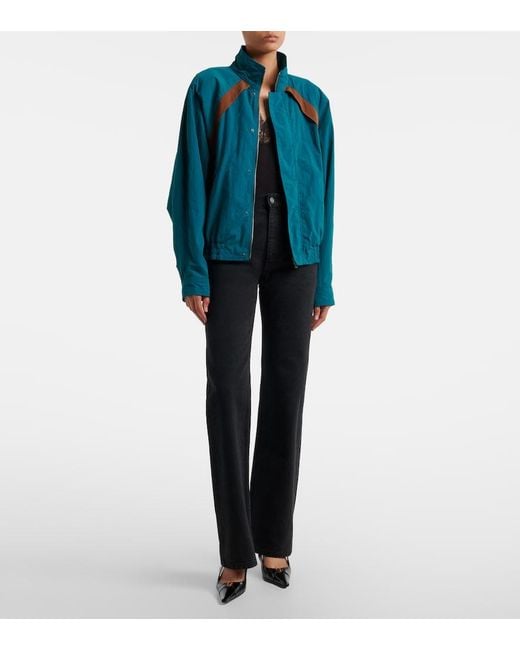 Saint Laurent Blue Cassandre Technical Faille Jacket