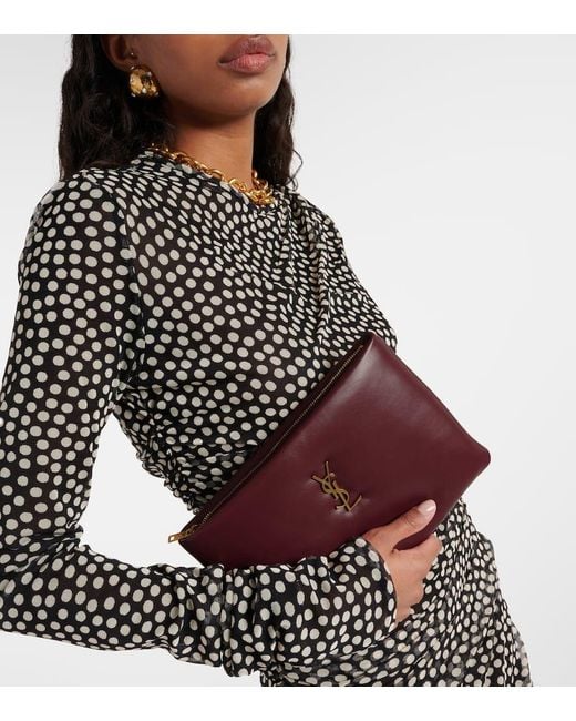 Saint Laurent Red Calypso Leather Pillow Pouch