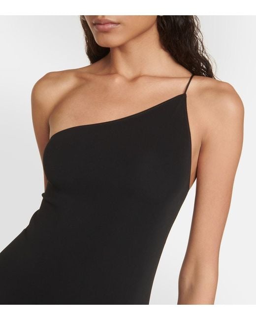 Nili Lotan Black Elinor One-Shoulder Jersey Gown
