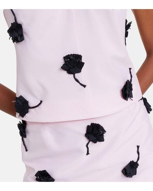 ShuShu/Tong Pink Floral-Applique Top