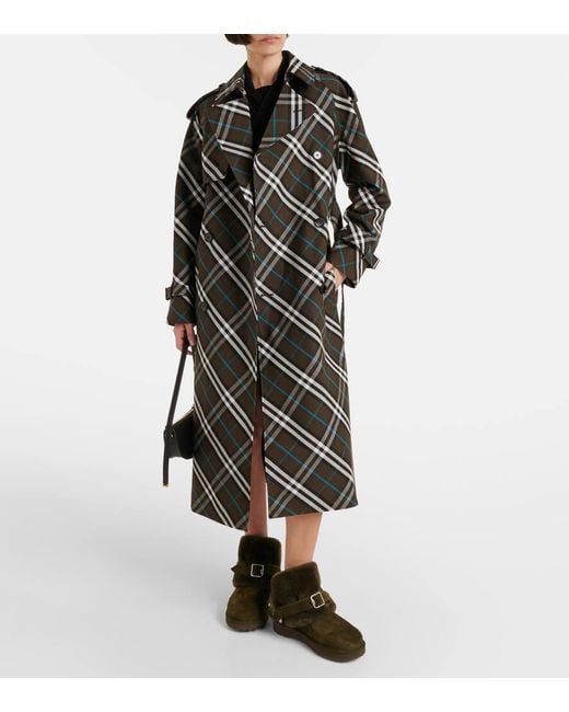 Burberry Green Ankle Boots Aus Veloursleder Mit Shearling