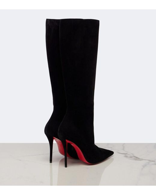 Christian Louboutin Black Miss Z Suede Knee-High Boots
