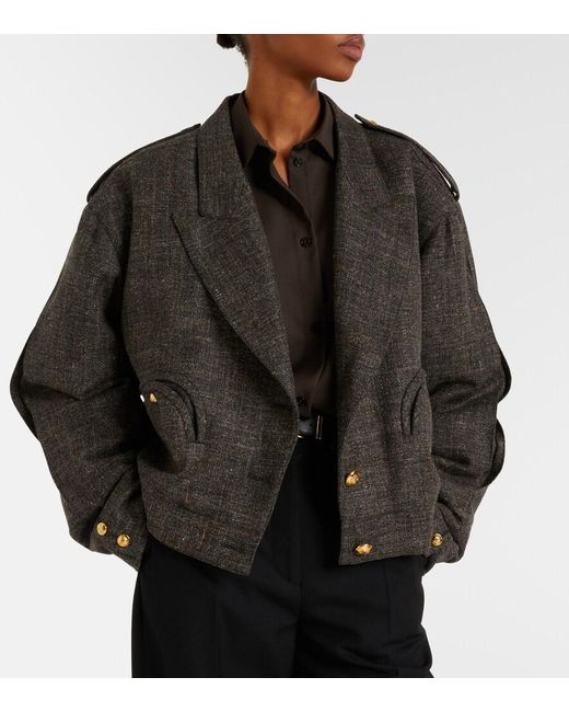 Blazé Milano Black Gloriana Charlotte Wool And Linen-Blend Tweed Jacket
