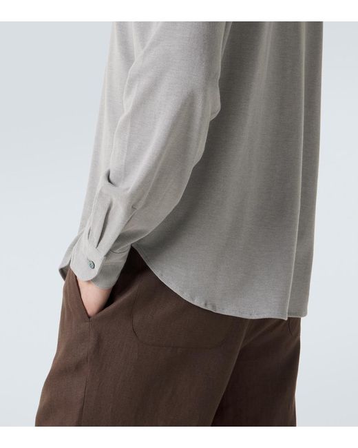 STÒFFA Gray Cotton And Silk Henley Shirt for men