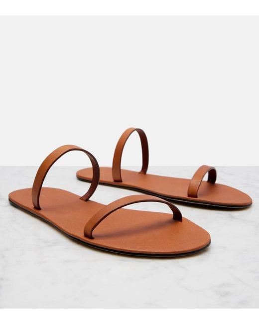 The Row Brown Helena Leather Sandals